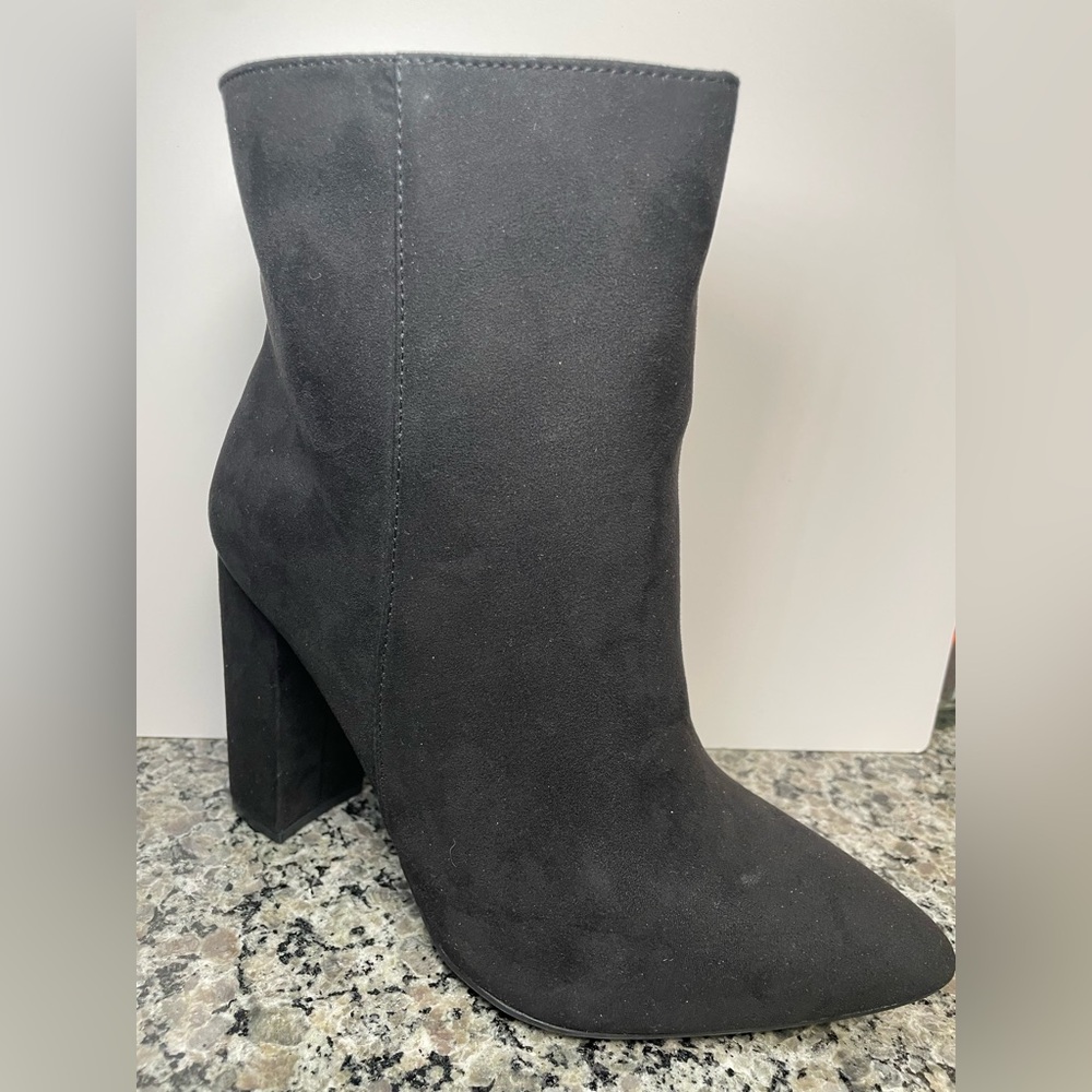 Black suede booties size 8